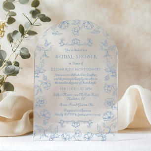 Invitations En Acrylique Toile vintage Chinoiserie florale Baby Shower