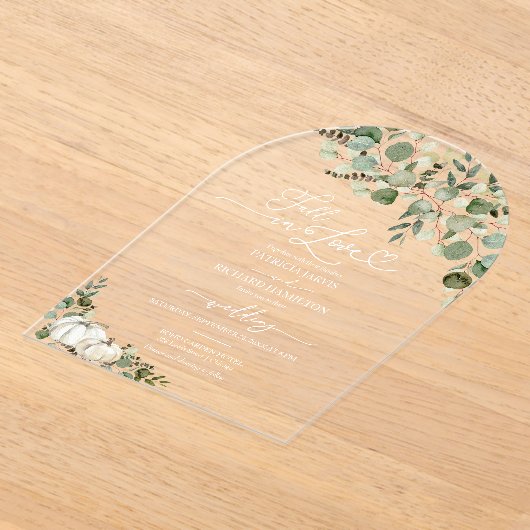 Invitations En Acrylique Tombe en amour Mariage Citrouille de verdure (Poser)