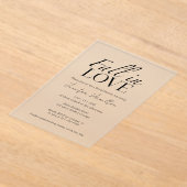 Invitations En Acrylique Tomber dans l'amour | Fête des mariées noire et bl (Poser)