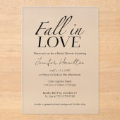 Invitations En Acrylique Tomber dans l'amour | Fête des mariées noire et bl (Recto)