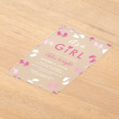 Invitations En Acrylique Tons de rose C'est une fille Empreintes de bébé (Poser)