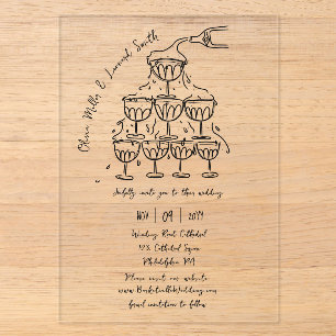 Invitations En Acrylique Tour de champagne de mariage