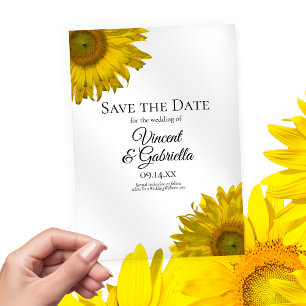 Invitations En Acrylique Tournages de mariage aux tournesols jaunes Enregis