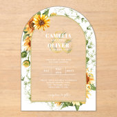 Invitations En Acrylique Tournesol Acrylique clair moderne Rustique Boho (Recto)