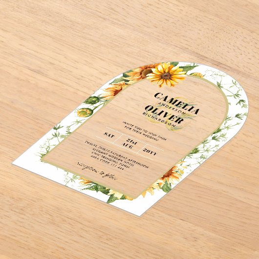 Invitations En Acrylique Tournesol Acrylique clair moderne Rustique Boho (Poser)