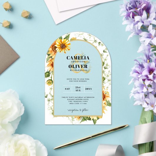 Invitations En Acrylique Tournesol Acrylique clair moderne Rustique Boho (Insitu (Mariage))