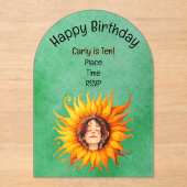 Invitations En Acrylique Tournesol brillant jeune fille visage dans le cent (Recto)