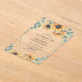 Invitations En Acrylique Tournesol Rustique élégant Mariage géométrique or (Poser)
