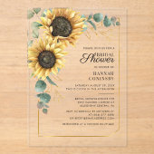 Invitations En Acrylique Tournesol vert Fête des mariées florale (Recto)