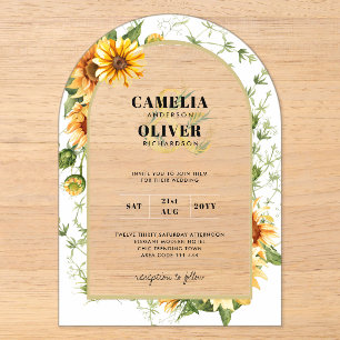 Invitations En Acrylique Tournesols Acrylique Clair Moderne Rustique Boho