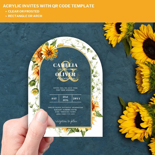 Invitations En Acrylique Tournesols Acrylique Clair Moderne Rustique Boho