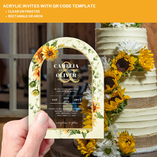 Invitations En Acrylique Tournesols Boho Acrylique Clair Moderne Rustique