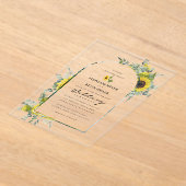 Invitations En Acrylique Tournesols et Mariage à arc Eucalyptus (Poser)