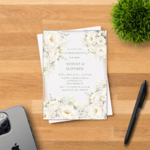 Invitations En Acrylique Tous les couples de mariage floral blanc Douche