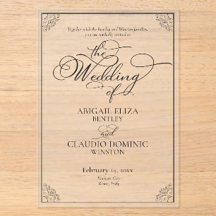 Invitations En Acrylique Tout-En-Un Élégant Script Rome Italie Destination