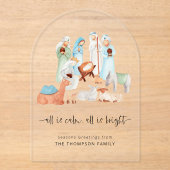 Invitations En Acrylique Tout est Calm Nativité Scène Noël Acrylique carte (Recto)