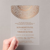 Invitations En Acrylique Traditional Bronze Mandala Indian Wedding (In situ (ordinateur de poche))