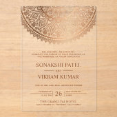 Invitations En Acrylique Traditional Bronze Mandala Indian Wedding (Recto)
