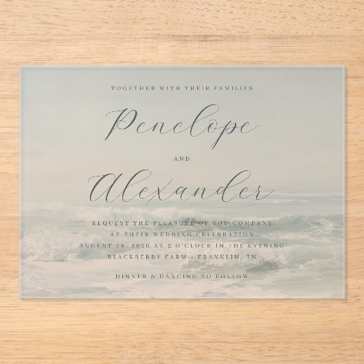 Invitations En Acrylique Tranquil Blue Ocean Waves (Recto)