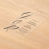 Invitations En Acrylique Transparence du monogramme de script surdimensionn (Poser)