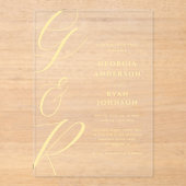 Invitations En Acrylique Transparence du monogramme de script surdimensionn (Recto)