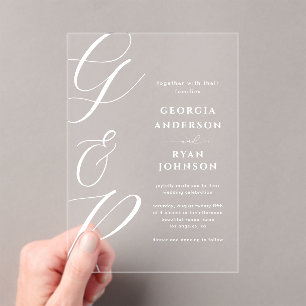Invitations En Acrylique Transparence du monogramme de script surdimensionn