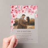 Invitations En Acrylique  Transparent Cherry Blossom Photo Wedding (In situ (ordinateur de poche))