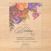 Invitations En Acrylique Transparent Elegant Moody Vibrant Floral Mariage (Recto)