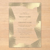 Invitations En Acrylique Transparent Faux Gold Foil Bordure Clair Mariage (Recto)