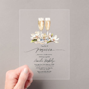 Invitations En Acrylique Transparent Pearls et Prosecco Baby Shower de Mari
