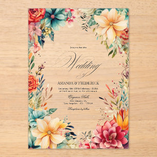 Invitations En Acrylique Transparent Romantique Mexicaine Fiesta Floral Mar