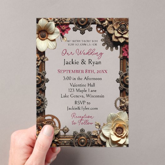 Invitations En Acrylique Transparent Steampunk Gothique Mariage à thème (In situ (ordinateur de poche))