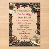 Invitations En Acrylique Transparent Steampunk Gothique Mariage à thème (Recto)