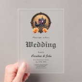 Invitations En Acrylique Transport gothique avec Ravens et Rose. (In situ (ordinateur de poche))