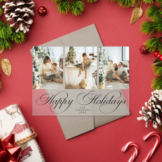 Invitations En Acrylique Trendy Elegant Script Photo Collage Christmas Card (Insitu (vacances))