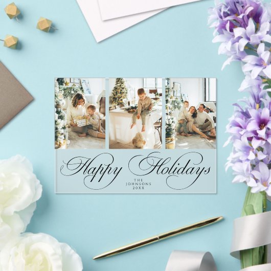 Invitations En Acrylique Trendy Elegant Script Photo Collage Christmas Card (Insitu (Mariage))