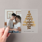 Invitations En Acrylique Trendy Faux Gold Family Photo Christmas Card (In situ (ordinateur de poche))