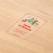 Invitations En Acrylique Trendy Hand Drawn Bold Red Whimsical Wedding (Poser)