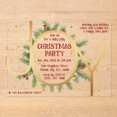 Invitations En Acrylique Trendy Joy Pine Boughs Wreath Christmas Party (Recto)
