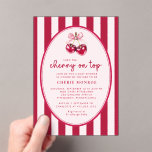 Invitations En Acrylique Trendy Pink and Red Cherry on Top Baby Shower<br><div class="desc">Trendy Pink and Red Cherry on Top Baby Shower Invitation - featuring trendy,  modern pink and cherry red stripes,  script typography and a dainty pink coquette bow. Invitation will be part of a Baby Shower Collection.</div>