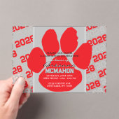 Invitations En Acrylique Trendy Red & Grey Graduation Pawprint Clear (In situ (ordinateur de poche))