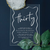 Invitations En Acrylique Trendy White Script Frame Anniversaire 30 Ans