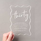 Invitations En Acrylique Trendy White Script Frame Anniversaire 30 Ans (In situ (ordinateur de poche))