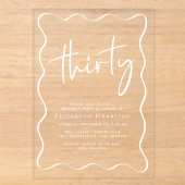 Invitations En Acrylique Trendy White Script Frame Anniversaire 30 Ans (Recto)