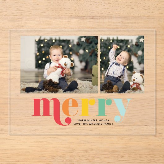 Invitations En Acrylique Très Joyeux Noël 2 Photo (Recto)