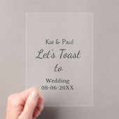 Invitations En Acrylique Trinquons au mariage nom date couple simple (In situ (ordinateur de poche))