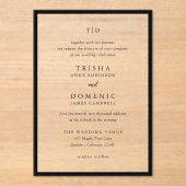 Invitations En Acrylique Trisha noir et blanc Mariage moderne (Recto)