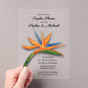 Invitations En Acrylique Tropical Bird of Paradise Fête de Mariage pour les