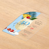 Invitations En Acrylique Tropical Blue Pina Colada fête du 40e anniversaire (Poser)