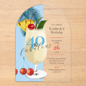 Invitations En Acrylique Tropical Blue Pina Colada fête du 40e anniversaire (Recto)